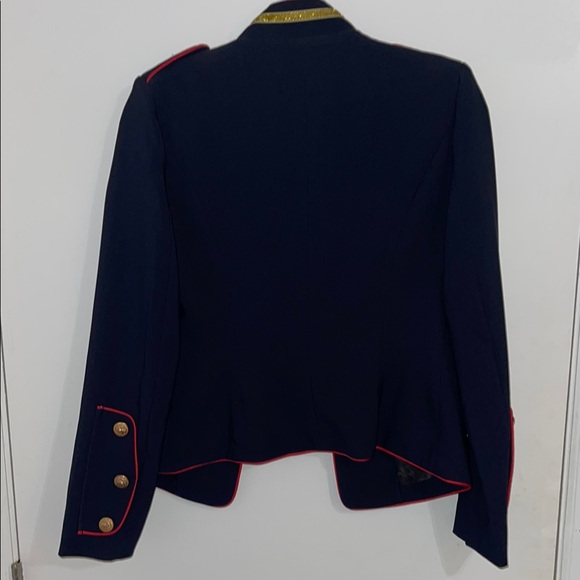 NWOT Navy Military-Style Jacket with Red Trim - Picture 7 of 7